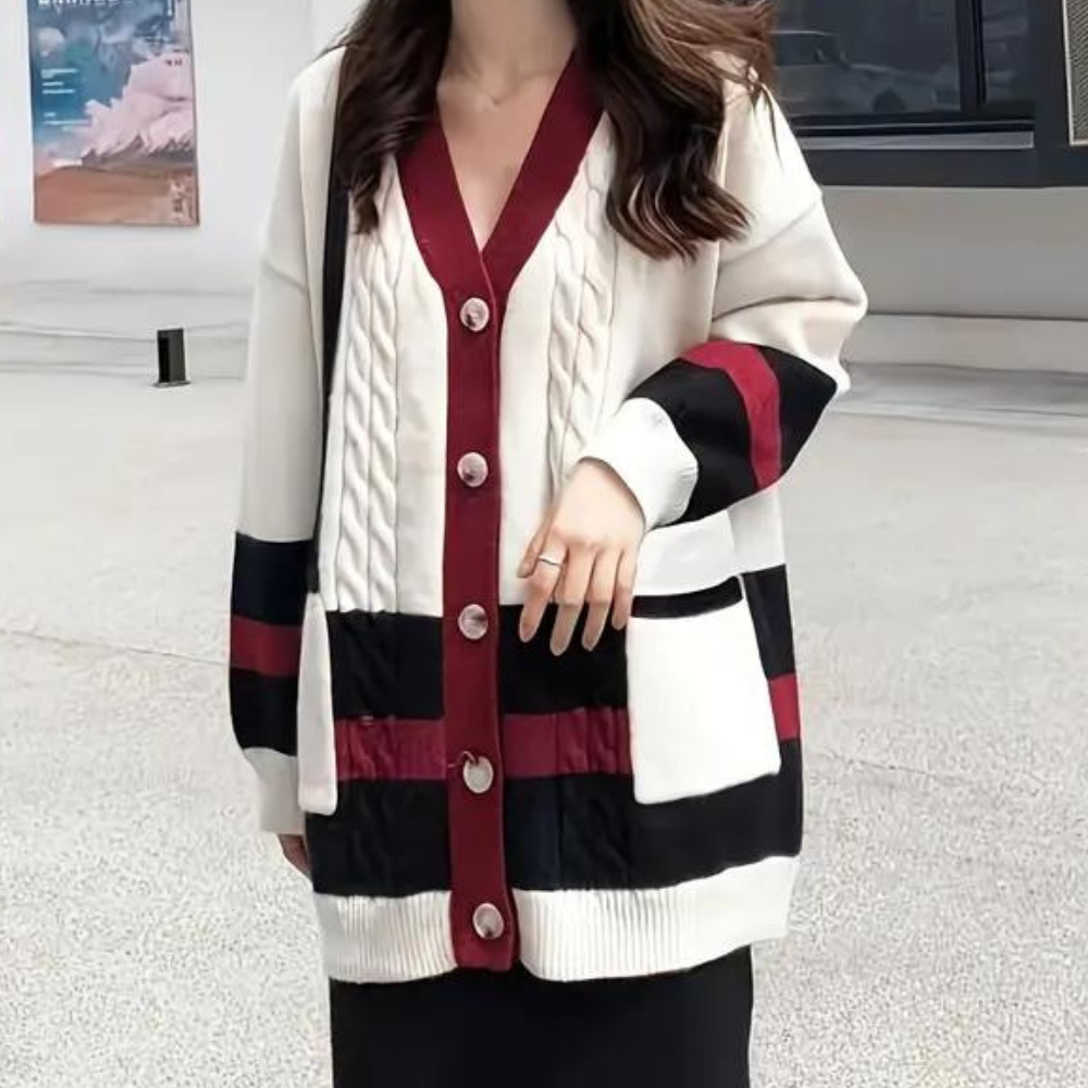 Cardigan Femme Élégant avec Boutons en Noir