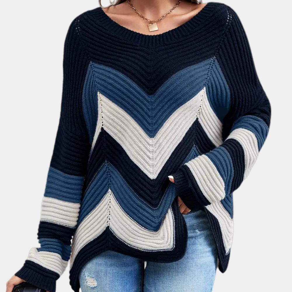 Pull Femme Motif Ondulé Élégant