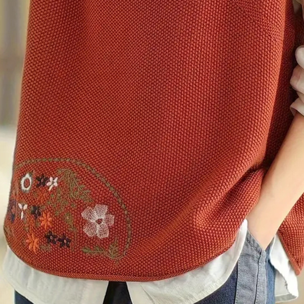 Gilet brodé à motif floral - vue 4