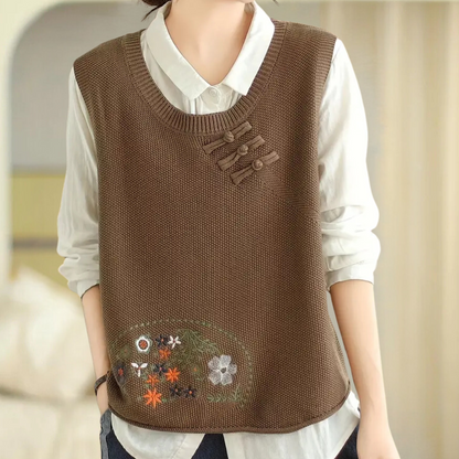 Penina - Gilet brodé à motif floral pour femmes