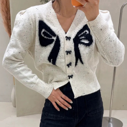 Cardigan femme décontracté à nœud devant
