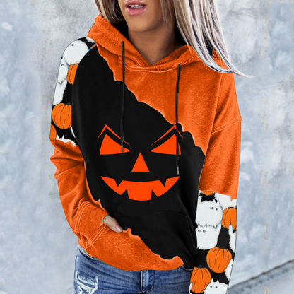 Sweat à Capuche Femme Noir Halloween Chic