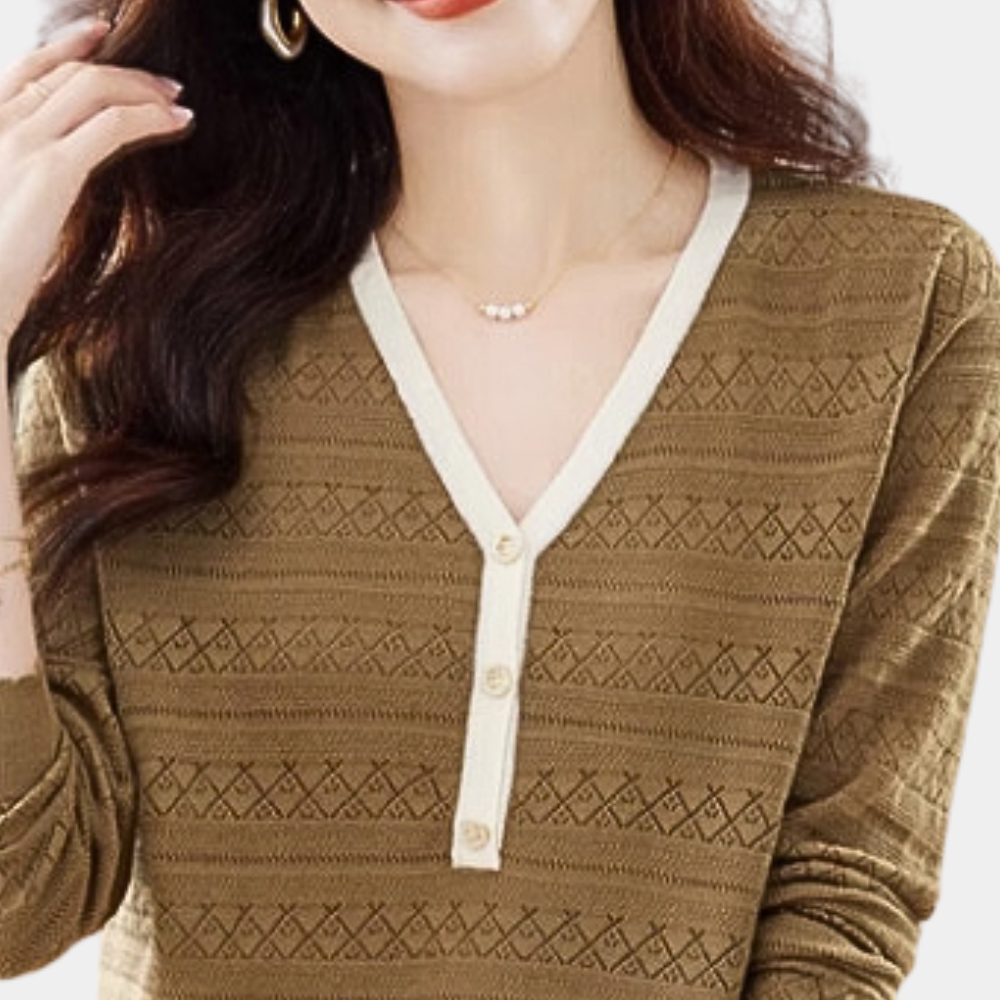 Lioren - Pull en V sophistiqué pour femme