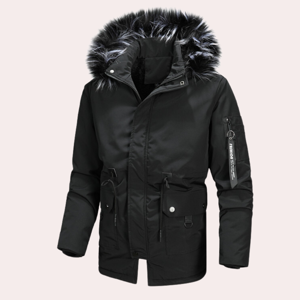 Blouson Homme Hiver Chaud et Imperméable avec Capuche