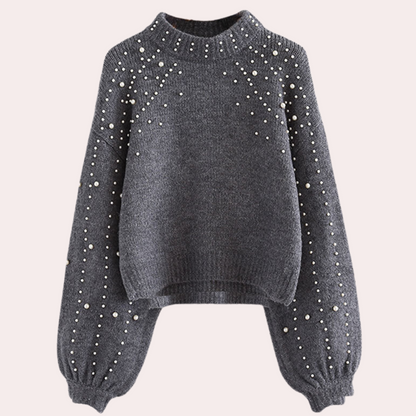 Pull Tricoté avec Perles pour Femme Élégante