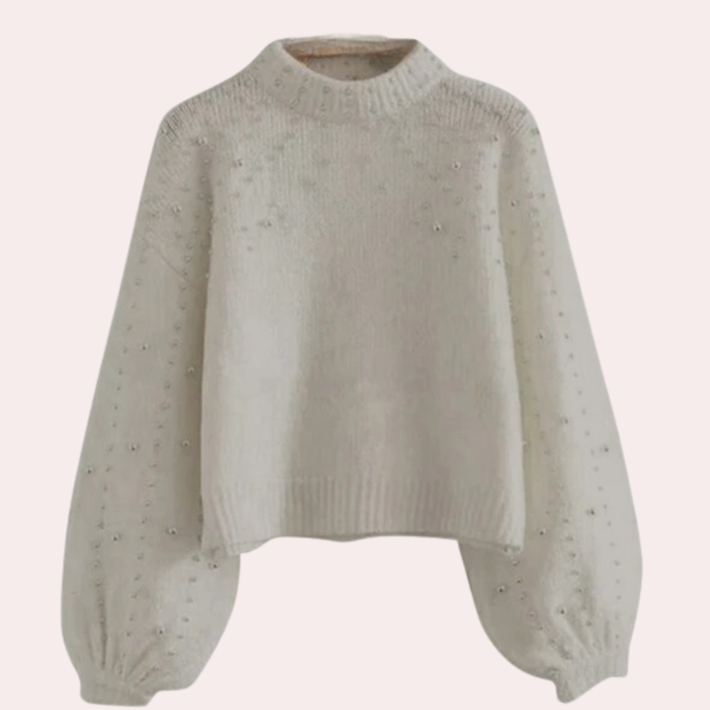 Pull Tricoté avec Perles pour Femme Élégante