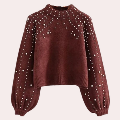 Pull Tricoté avec Perles pour Femme Élégante