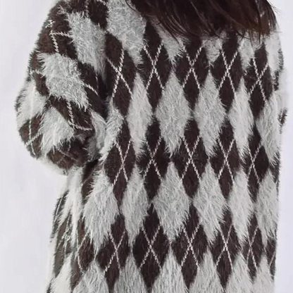 Clarimonde - Cardigan Élégant à Carreaux pour Femmes