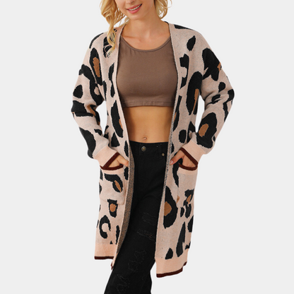 Gilet femme léopard long et élégant