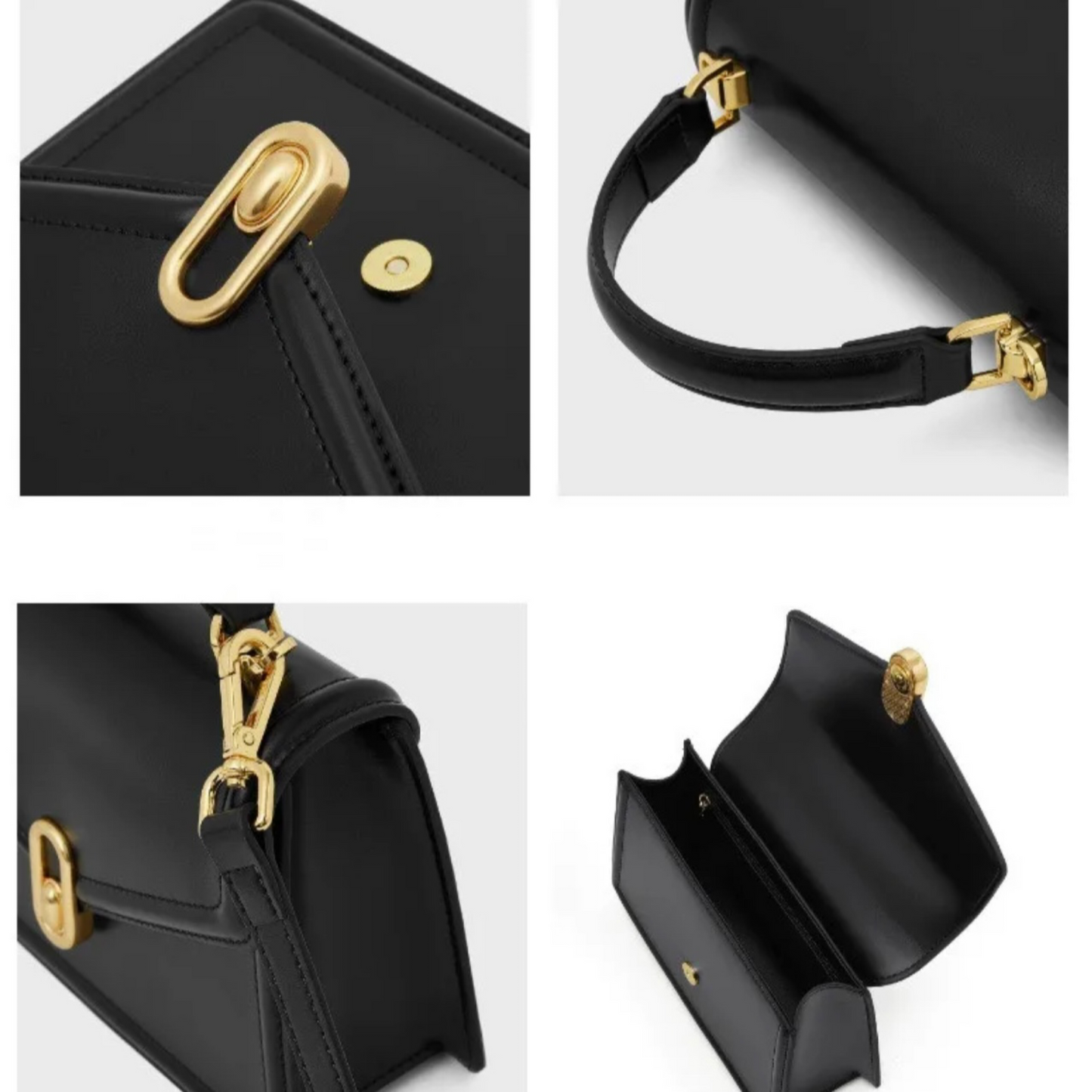 Sac à Main Femme Structuré avec Poignée et Fermeture Or