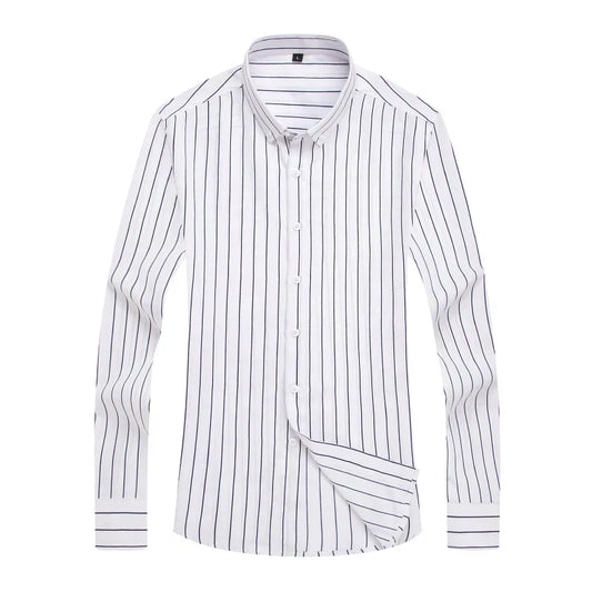 Chemise Homme Rayée Manches Longues Slim Fit Élégant - PanierRoyale