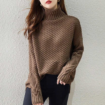Pull Femme Col Montant Grosse Maille - BerlinGlamour