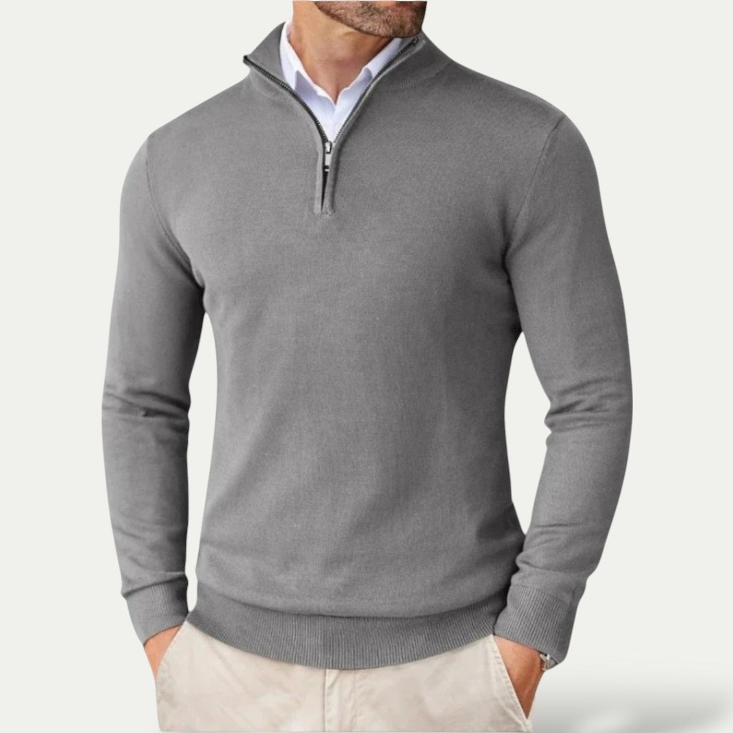 Pull Homme Casual à Fermeture Éclair Longue