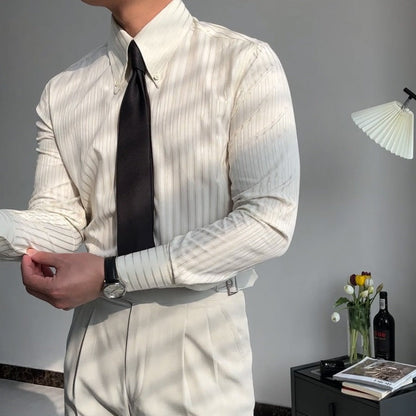 Chemise Homme à Rayures Italiennes Col Taillewbourg - PanierRoyale