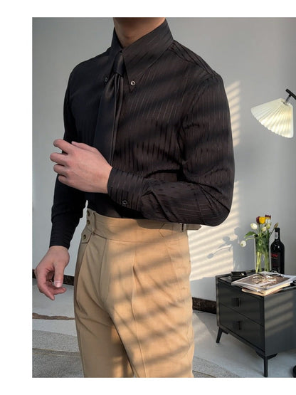 Chemise Homme à Rayures Italiennes Col Taillewbourg