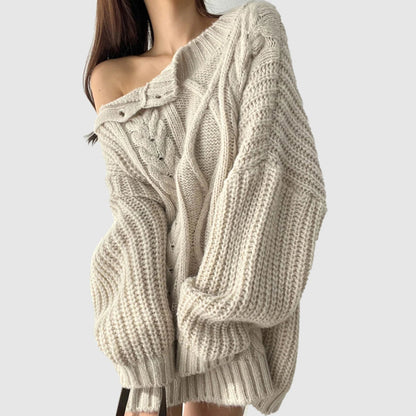 Pull Femme Col V Haut de Qualité Hiver