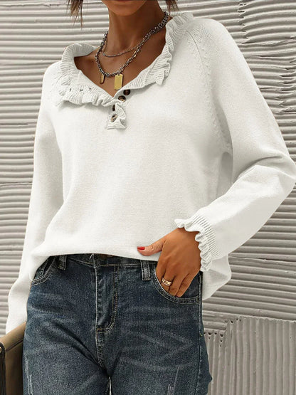 Pull Femme Col Rond Doux et Chaud Beige