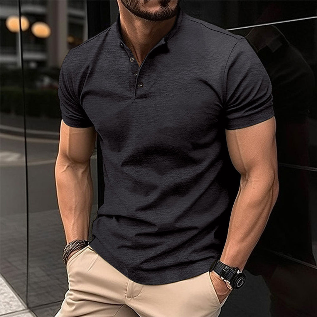 Chemise Homme Manche Courte Col Montant Boutons Modernité Été