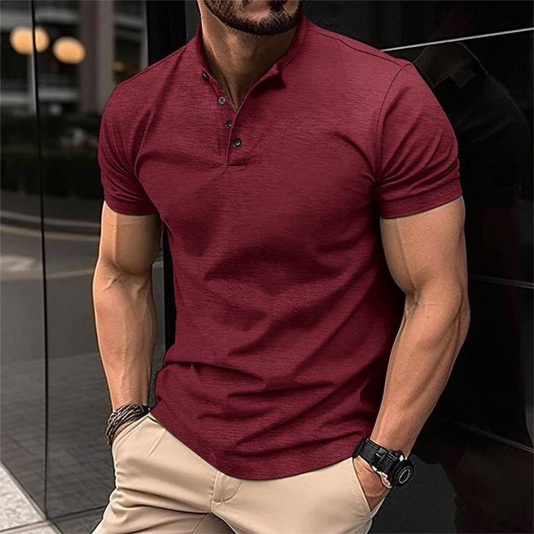 Chemise Homme Manche Courte Col Montant Boutons Modernité Été