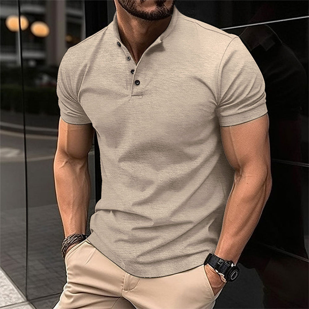 Chemise Homme Manche Courte Col Montant Boutons Modernité Été