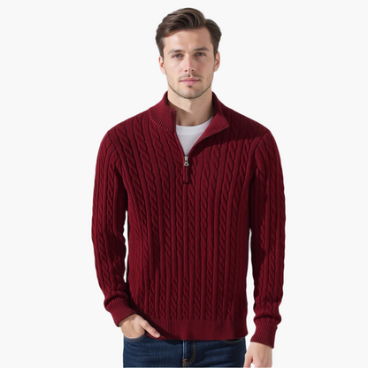 Pull Homme Élégant Col Montant en Laine Mélangée