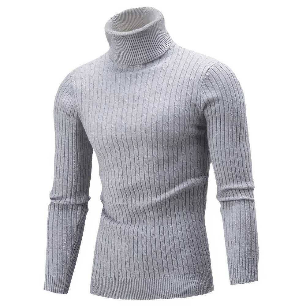 Pull Homme Col Montant Manches Longues Hiver Chaud