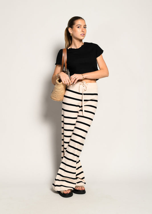 Pantalon à Rayures Élégant avec Ceinture Élastique - PanierRoyale