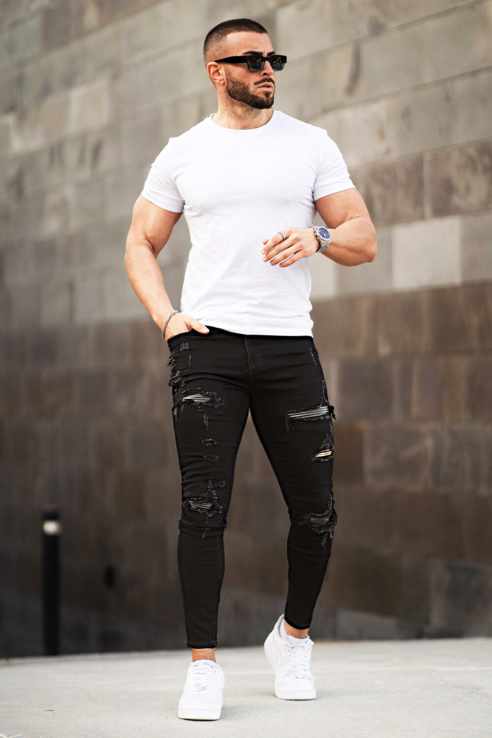Jean Skinny Noir Déchiré Homme
