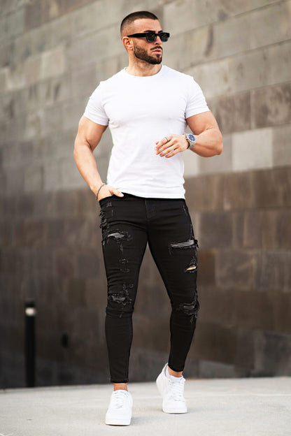Jean Skinny Noir Déchiré Homme