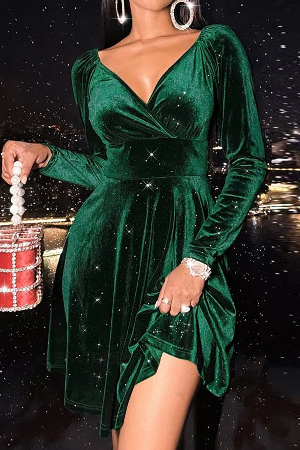 Robe Soirée Velours Élégante pour Femme - PanierRoyale