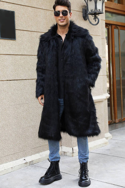 Manteau Homme Hiver Chauffant à Capuchon avec Col en Fausse Fourrure