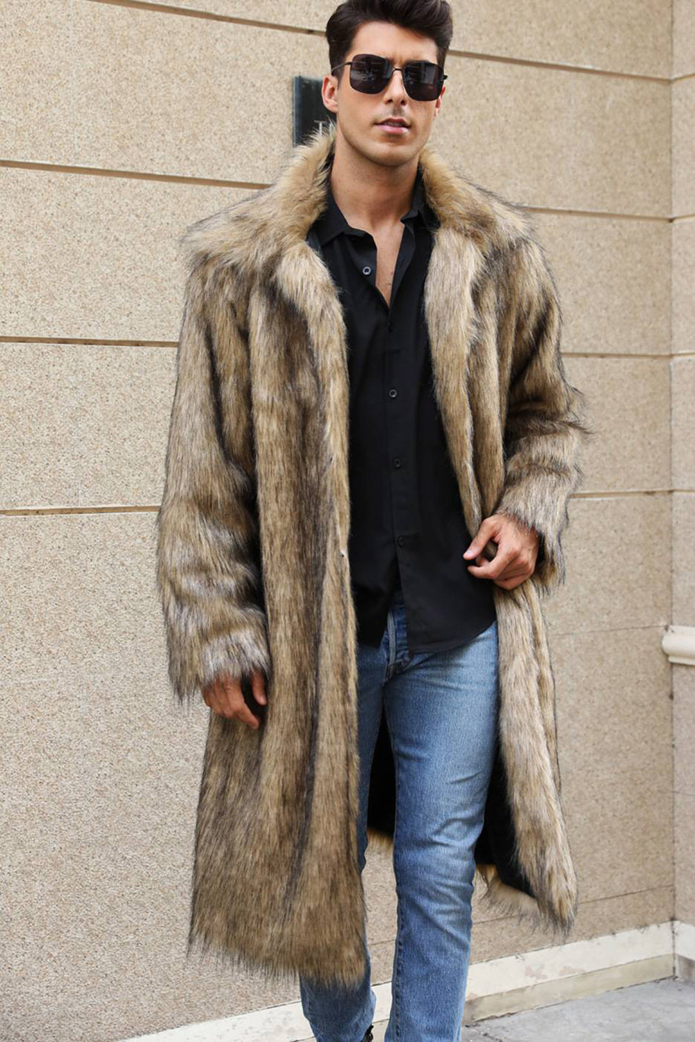 Manteau Homme Hiver Chauffant à Capuchon avec Col en Fausse Fourrure - PanierRoyale