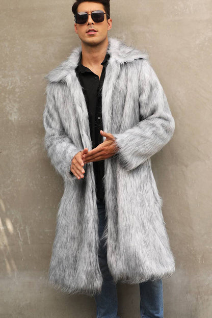 Manteau Homme Hiver Chauffant à Capuchon avec Col en Fausse Fourrure