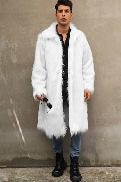 Manteau Homme Hiver Chauffant à Capuchon avec Col en Fausse Fourrure