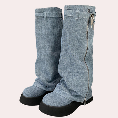 Bottes Hiver Femmes À Talons Hauts en Cuir
