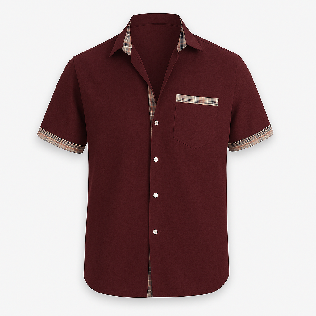 Chemise Homme Été Blanche à Carreaux Coton