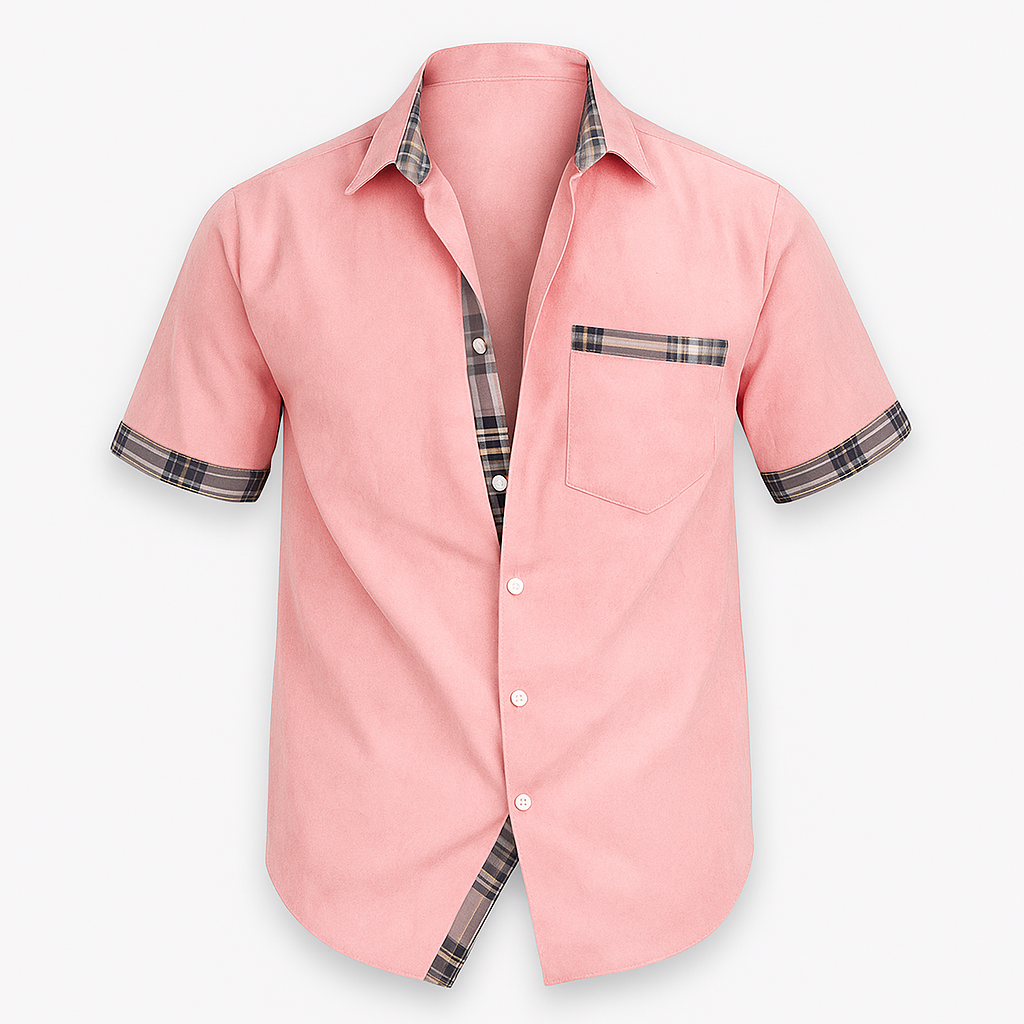 Chemise Homme Été Blanche à Carreaux Coton