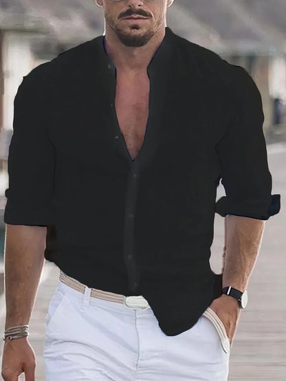 Chemise Homme Été Manches Longues en Coton Respirant