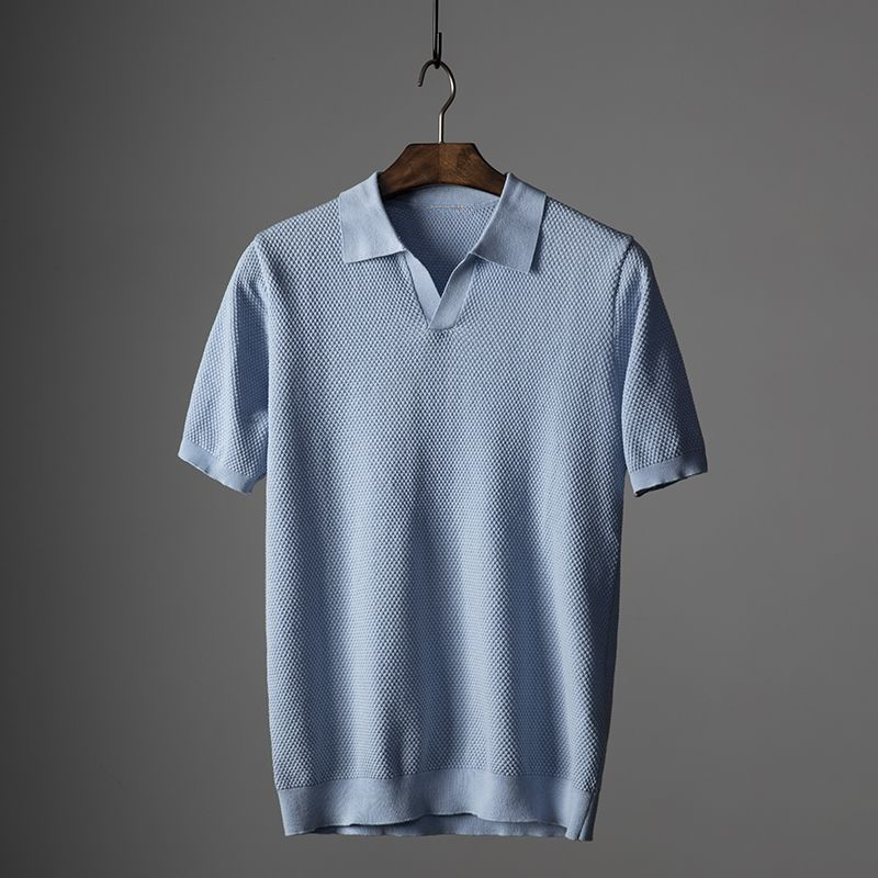 Polo Homme Manches Courtes Col V pour Été