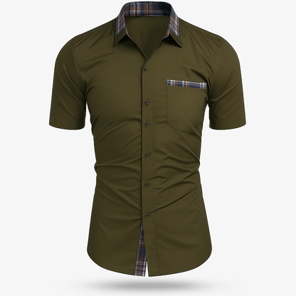 Chemise Homme Été Blanche à Carreaux Coton