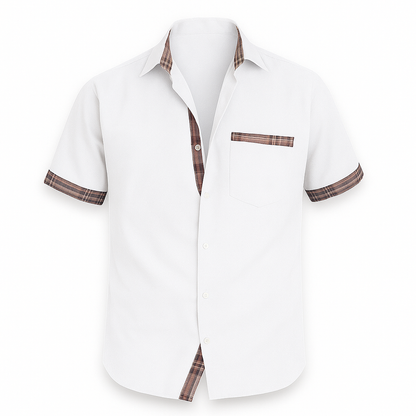 Chemise Homme Été Blanche à Carreaux Coton - PanierRoyale