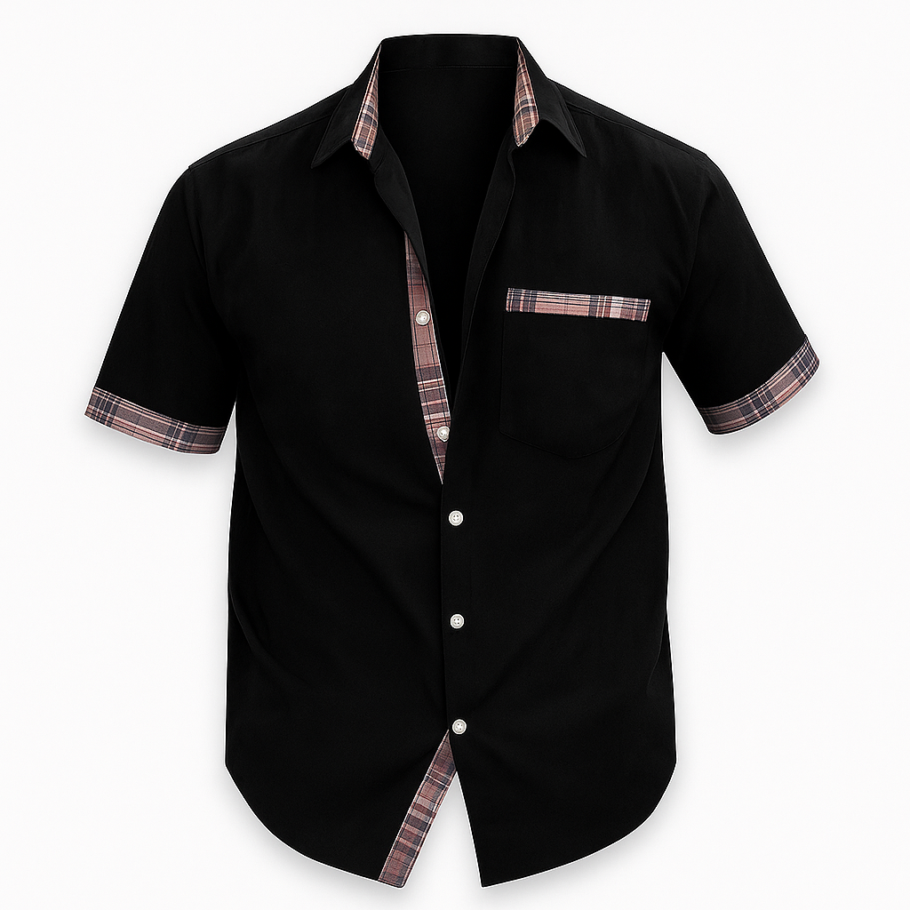 Chemise Homme Été Blanche à Carreaux Coton