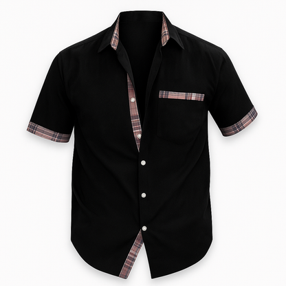 Chemise Homme Été Blanche à Carreaux Coton