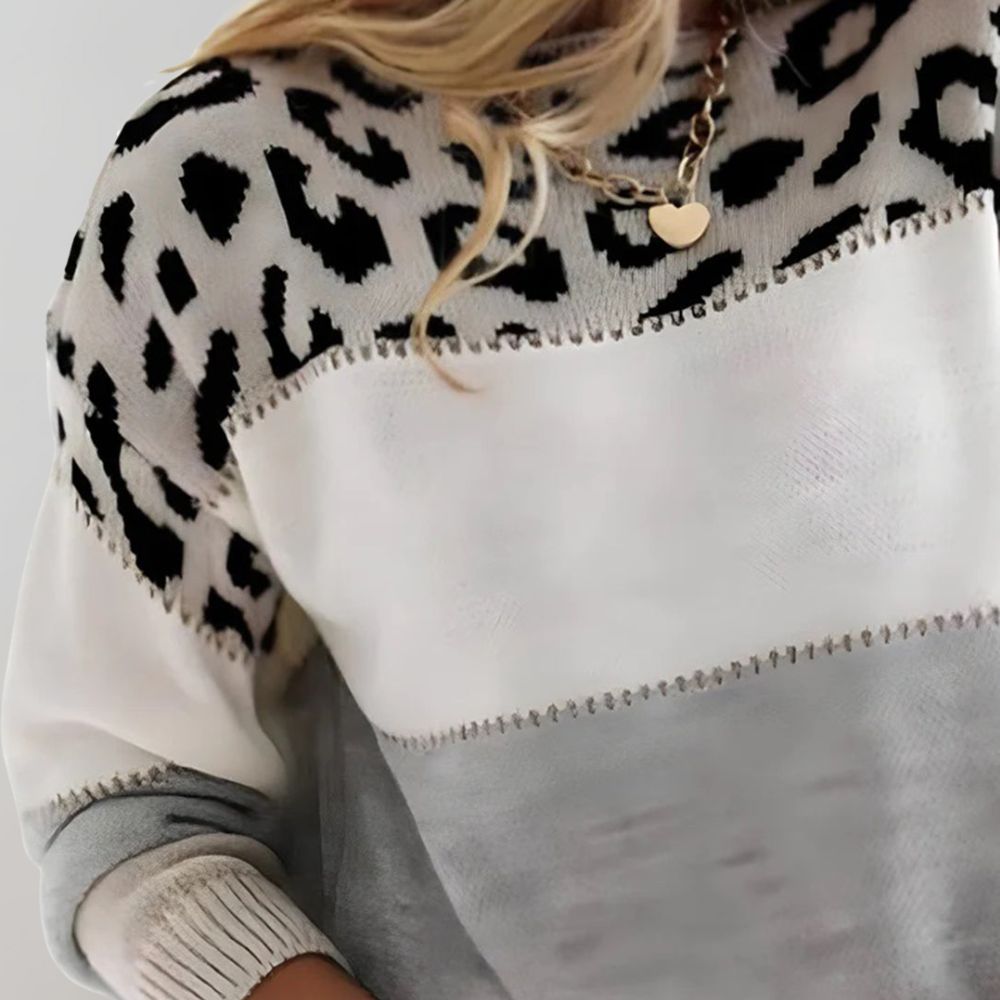 Pull Femme Maille Imprimé Léopard Coupe Confortable