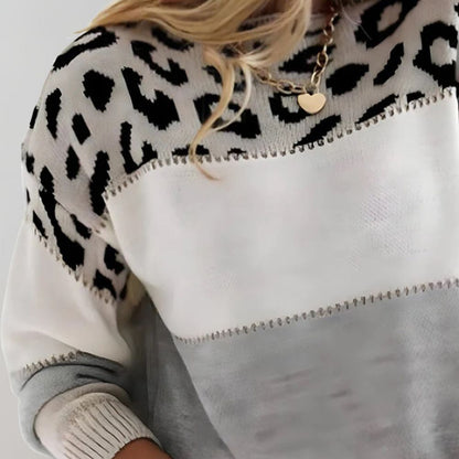 Pull Femme Maille Imprimé Léopard Coupe Confortable