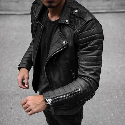 Blouson Cuir Homme Noir Élégant - BerlinGlamour
