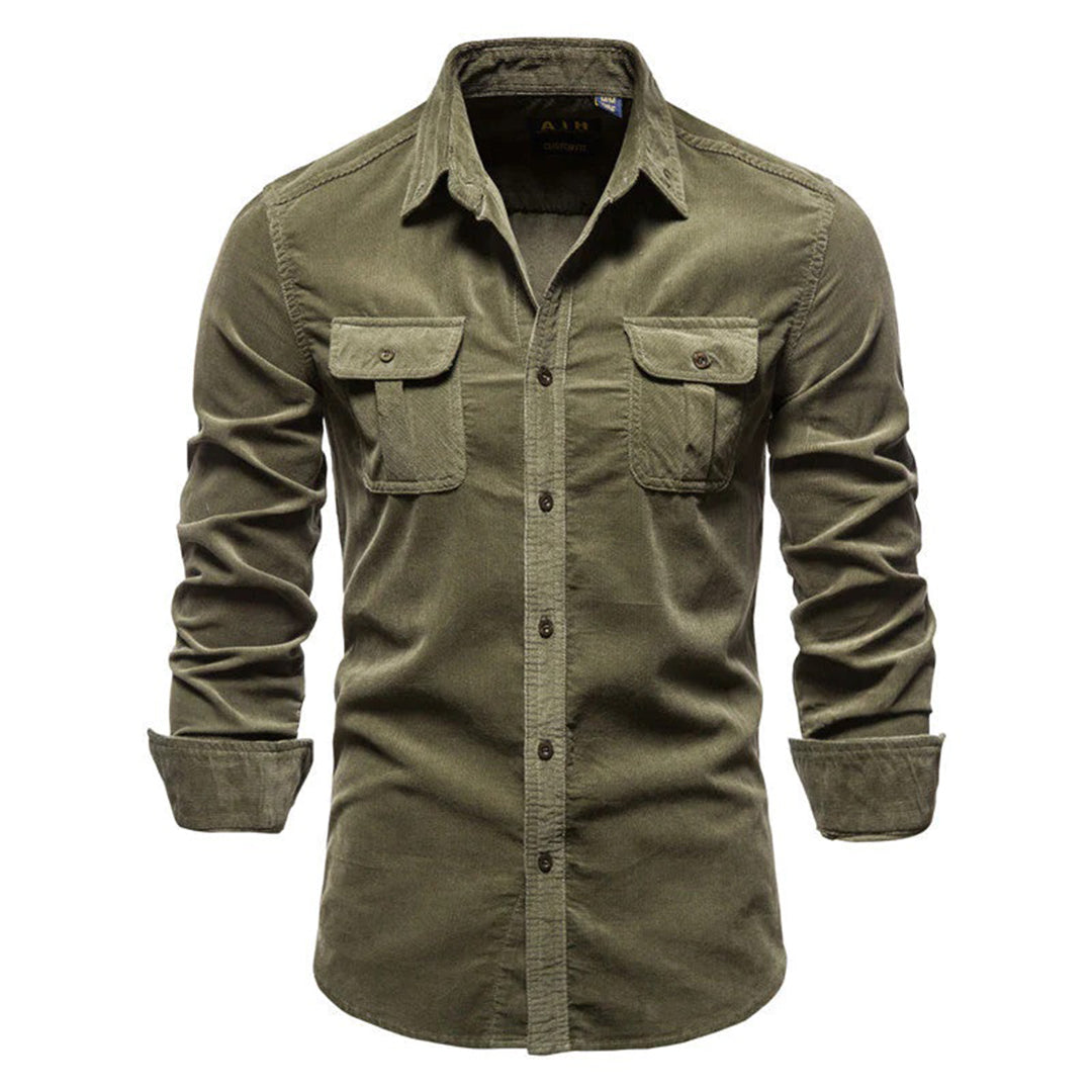 Chemise Homme Brun Foncé Élégante à Manches Longues