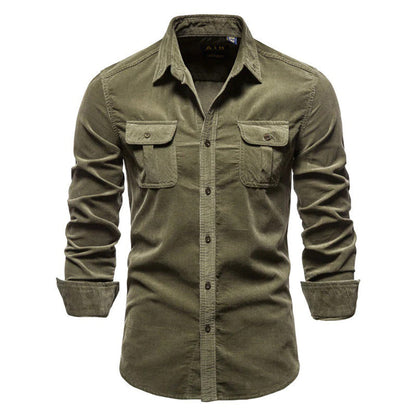 Chemise Homme Brun Foncé Élégante à Manches Longues