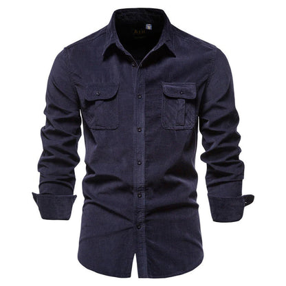 Chemise Homme Brun Foncé Élégante à Manches Longues
