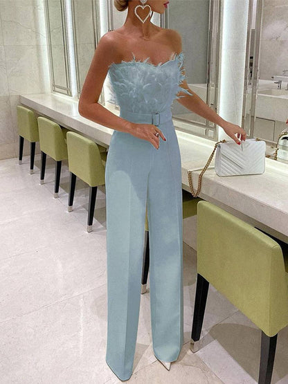 Robe de soirée Plumes Élégante Sans Bretelles